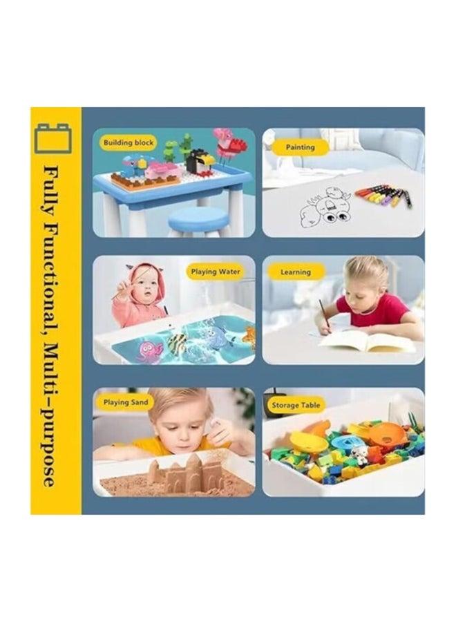 Toyland Kids 2-in-1 Drawing & Building Activity Table Set with Stool and Markers - Image 3